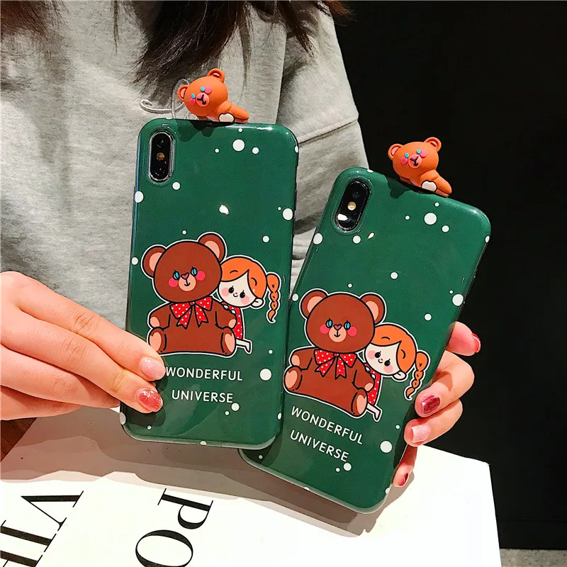 Чехол для iPhone X XR XS MAX 8 7 Plus Детские чехлы с 3D милым медведем девочек 6 splus модная