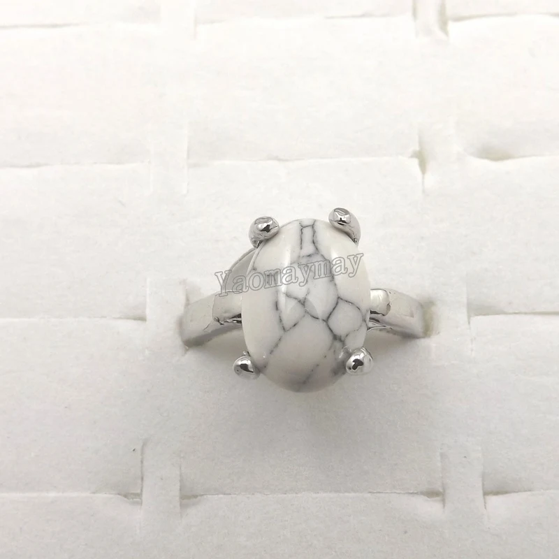 Женское кольцо из натурального белого полудрагоценного камня 50 шт. оптовая