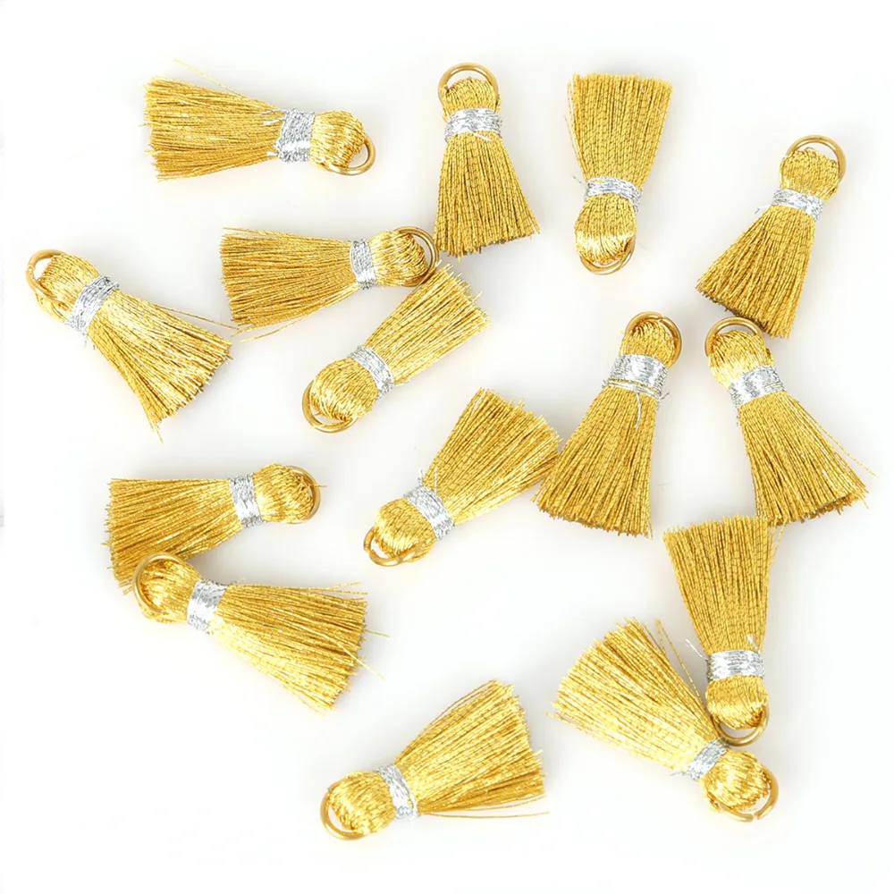 20 шт. золотистые/Серебристые шелковые мини кисточки из полиэстера шармы для