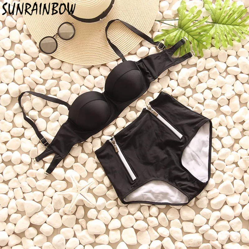 SUNRAINBOW Plus Size Swimwear Women High Waist Swimsuit Print Colorful Vintage Retro Underwire Large Push Up Bikini Set XXXL |