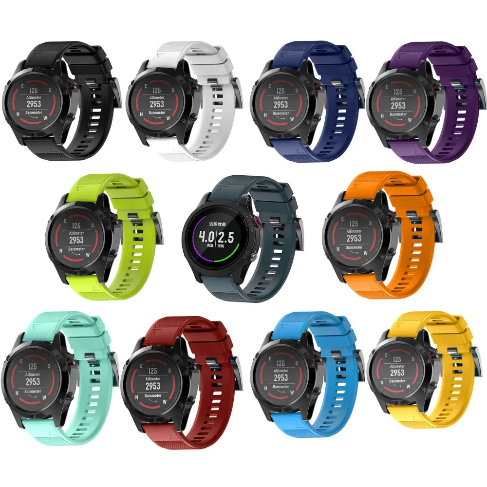 Ремешок силиконовый для наручных часов Garmin Fenix5 Fenix 5 Forerunner 935 | Электроника