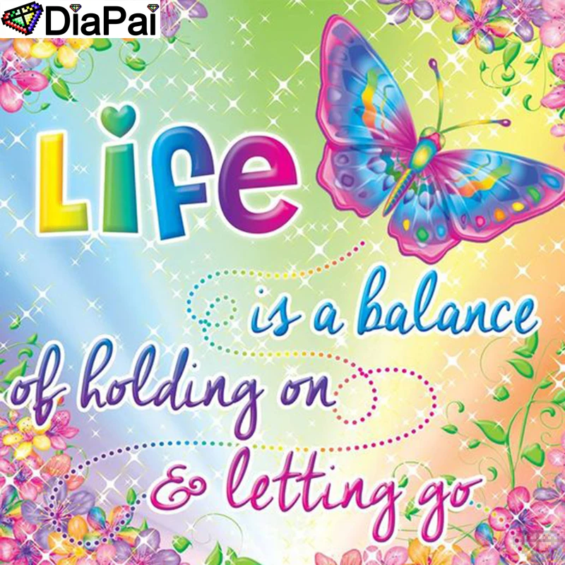 

DiaPai 5D DIY Diamond Painting 100% Full Square/Round Drill "Text butterfly" Diamond Embroidery Cross Stitch 3D Decor A21419