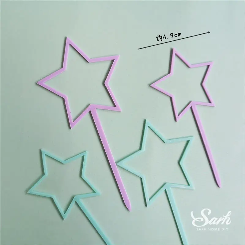 4pc hollow stars set Розовый голубой Единорог украшения на день рождения блестящая рука письма торт Топпер для дня детей вечерние hairbball поставки прекрасные подарки - Цвет: 4pc hollow stars set