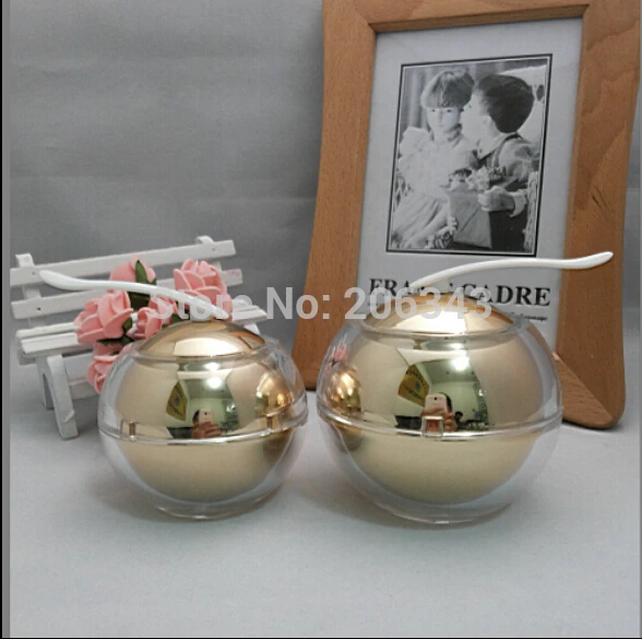 50 г золотая акриловая бутылка для крема в форме яблока/шара косметический