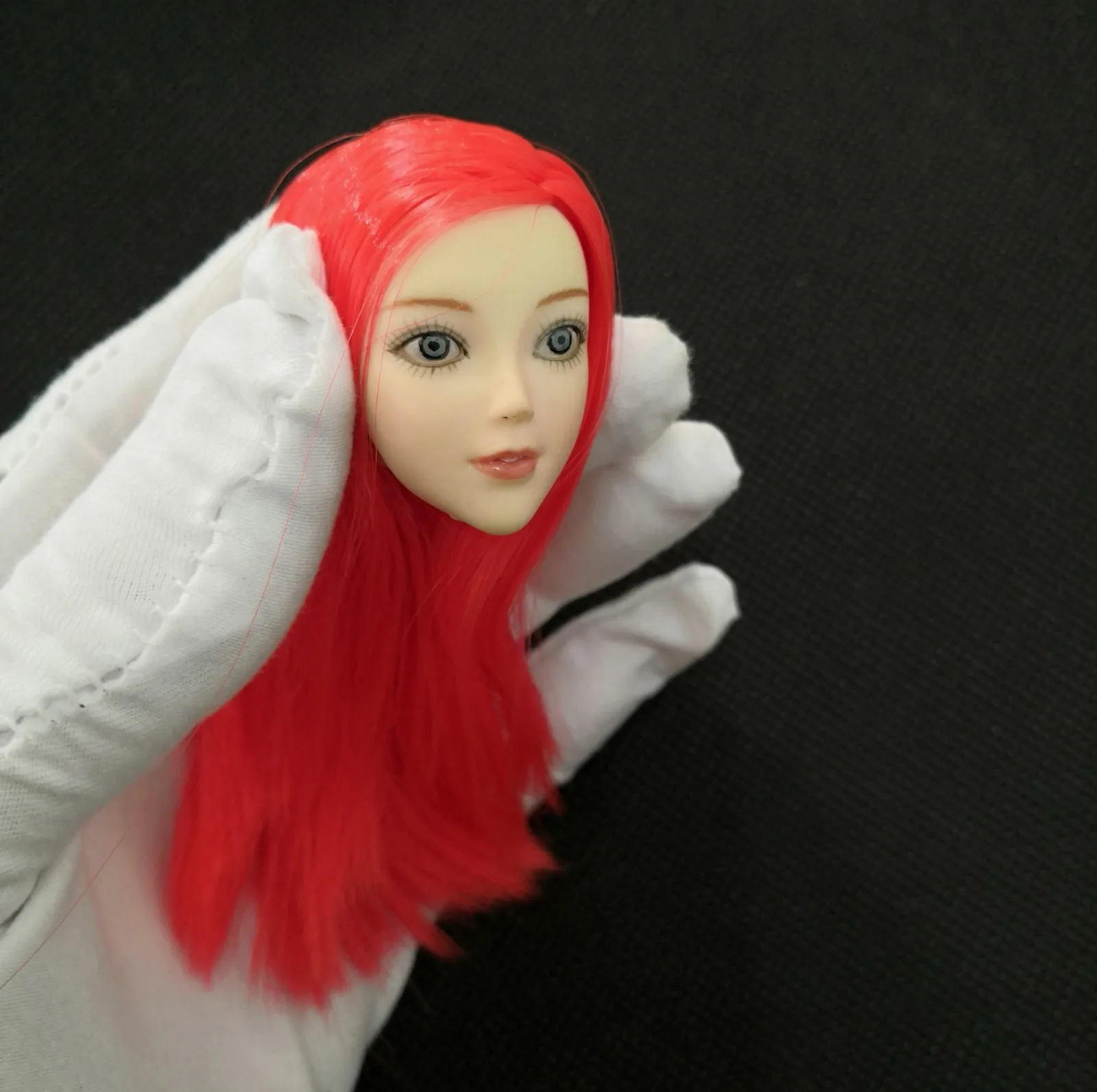 

1/6 год, голова девочки из мультфильма, модель головы юны с красными и черными волосами для 12 дюймов, тела экшн-фигурок