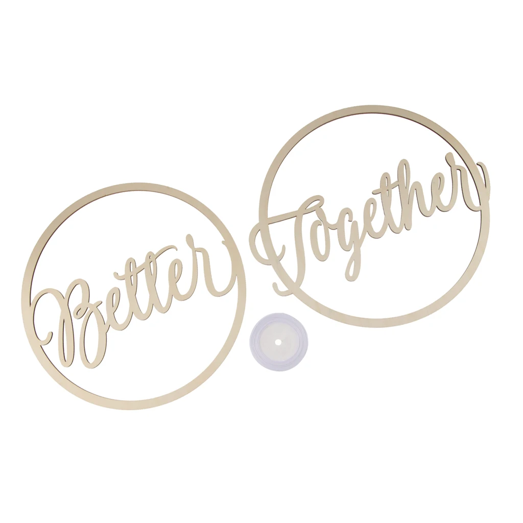 2 Pack Wood Round Better Together Letters Wooden Decor Wedding Chair Sign | Дом и сад