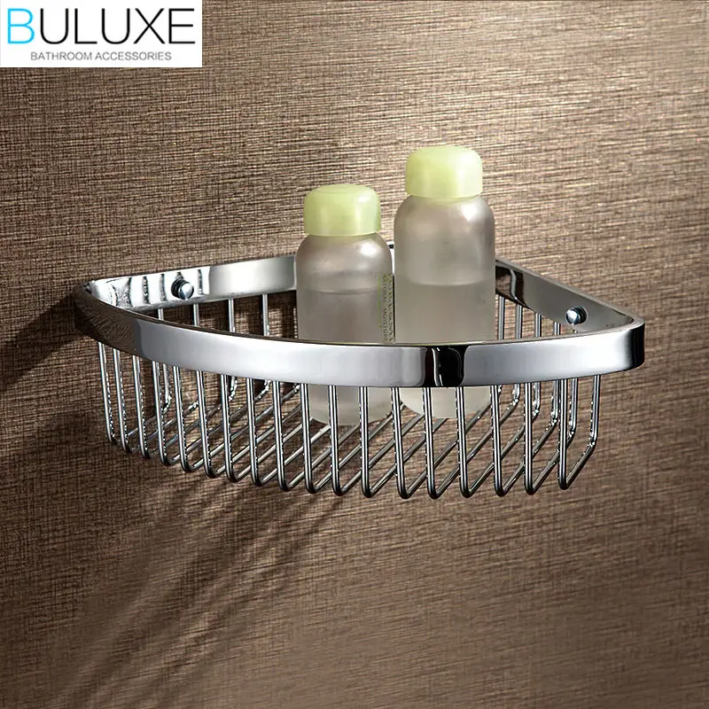 

BULUXE Brass Bathroom Accessories Bath Corner Shelf,Wall Mounted Single Tier Shelf Chrome Finished Acessorios de banheiro HP7729