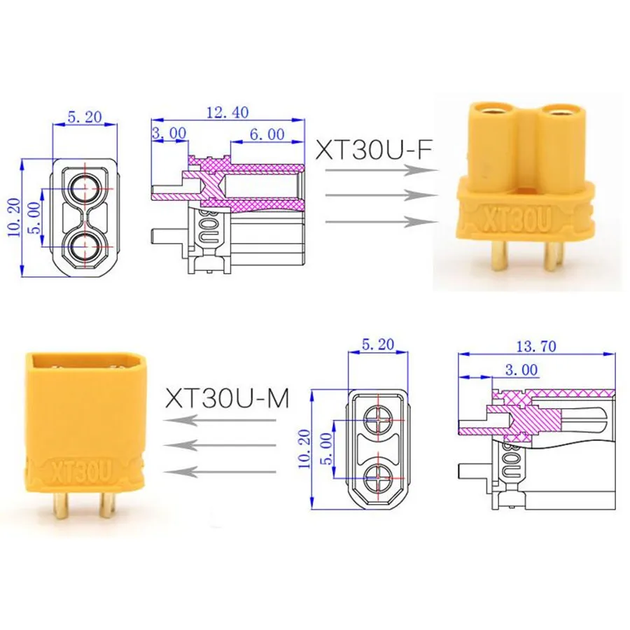 Штепсельная Вилка XT30UPB XT30 UPB 2 мм штепсельная вилка для аккумулятора RC lipo скидка 20%