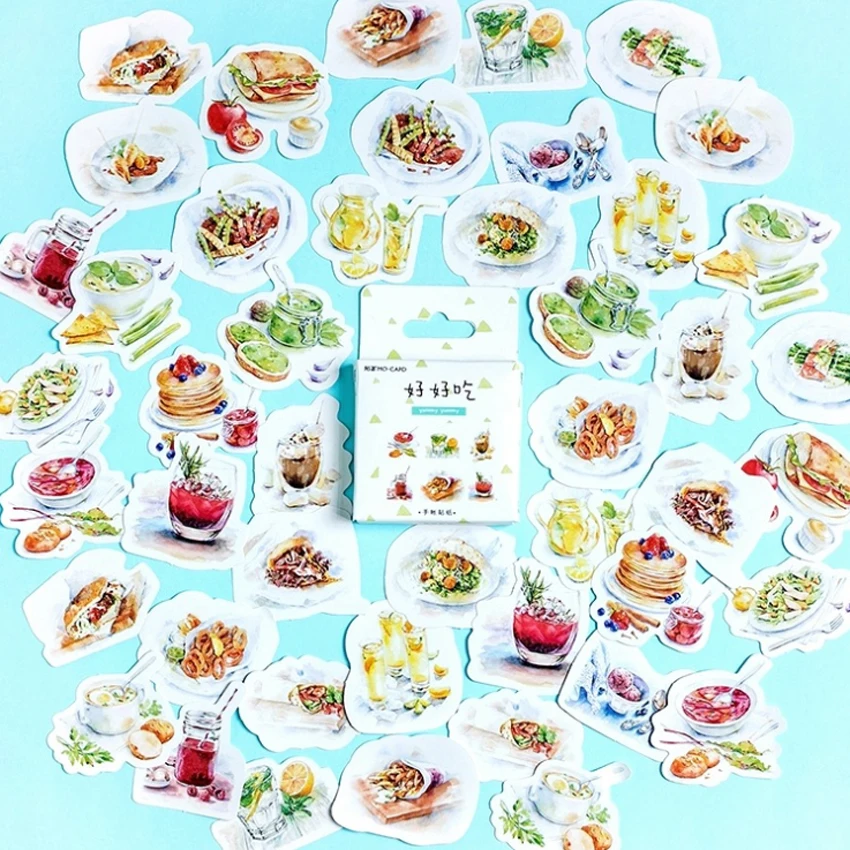 46 шт./упак. Yummy еда серии стикеры на клейкой основе для художественного оформления