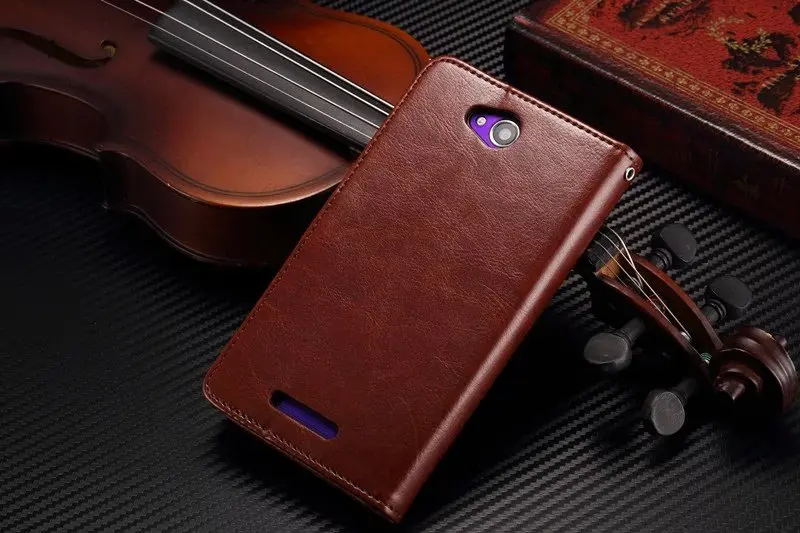 Ультратонкий кожаный чехол-книжка для телефона Sony Xperia C C2305 | Мобильные телефоны и