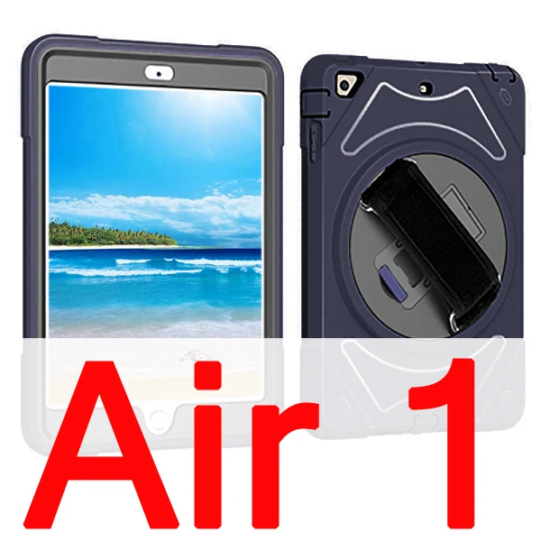 Dark blue Air 1 Противоударный чехол для iPad 9,7 Air 2 Air 1 чехол для детей+ 360 Стенд плечевой ремешок чехол для iPad 5th/6th поколения - Цвет: Dark blue Air 1