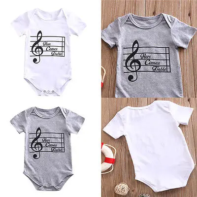 2017 милый детский комбинезон с принтом Музыка для маленьких девочек одежда