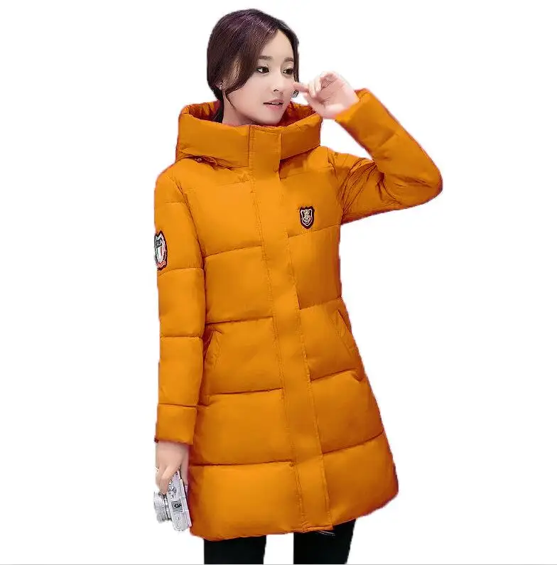 orange Orwindny зимнее женское пальто НОВАЯ тонкая модная куртка с хлопковой подкладкой Размер S-2XL верхняя одежда парка длинная толстая стеганая одежда - Цвет: orange