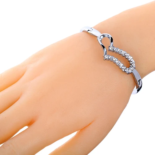 Bluelans женские любовь сердце Блестящий Кристалл горный хрусталь браслеты с