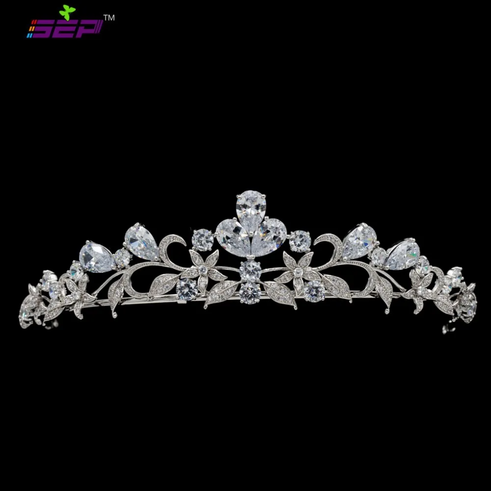 Полный кубический циркон женские листья искусственная корона Свадебные