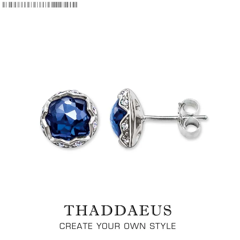 Серьги гвоздики с темно синим лотосом модные блестящие ювелирные изделия в