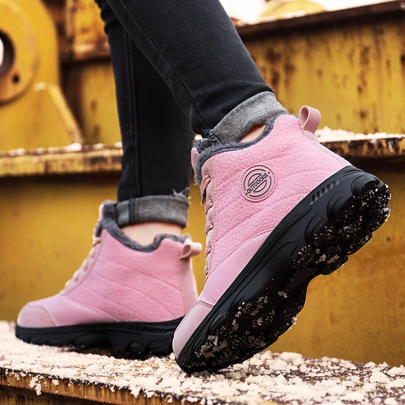 Weweya Outdoors Winter Sneakers Women Men Plush Cotton Running Shoes Non-slip Snow Sport Couple Trainers Camel Big Size 46 | Спорт и