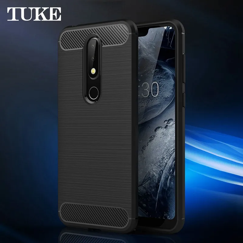 Carbon Fiber Case For Nokia 9 PureView Silicone Soft TPU Nokia9 Cover Black Cases 7.1 6.1 Plus X7 X6 | Мобильные телефоны и