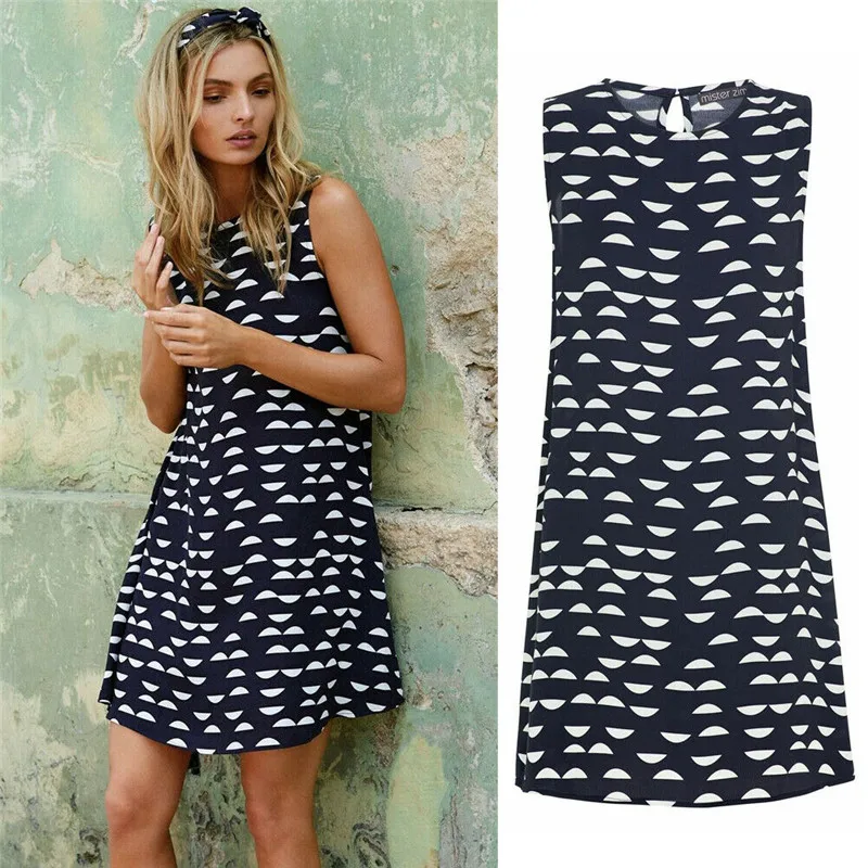 Платье женское повседневное Пляжное без рукавов с цветочным принтом | Женская