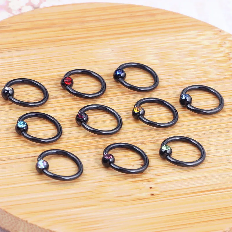 Кольцо с круглым закрытым носом MODRSA 2 шт./лот черное кольцо из нержавеющей стали