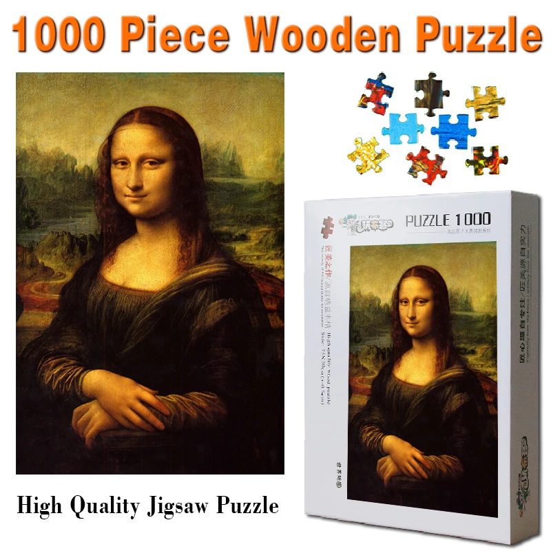 

Mona Lisa 1000 pieces Wooden Jigsaw Puzzles Leonardo da VInci Famous Oil painting for adult children's educational toys