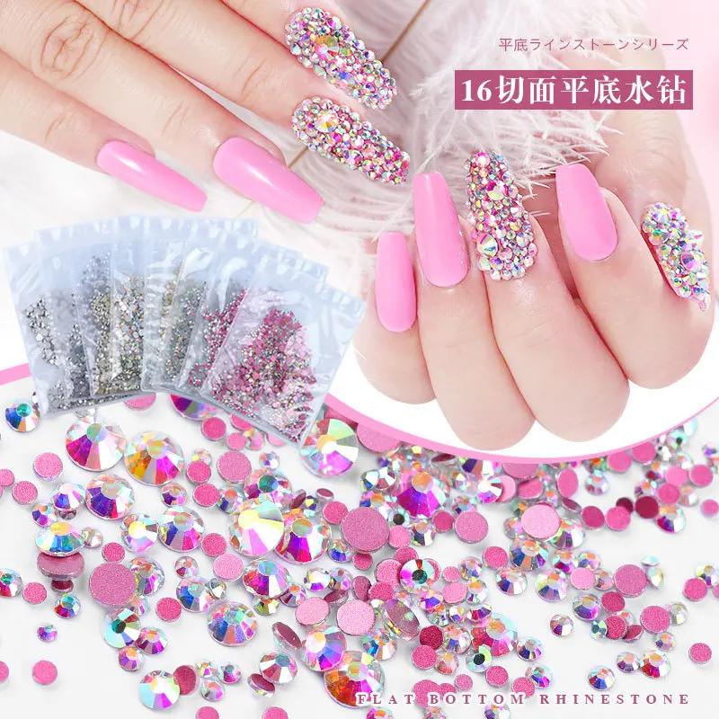 1440 шт AB плоские Стразы для ногтей Алмазная смесь SS3 SS20 круглые кристаллы Камни