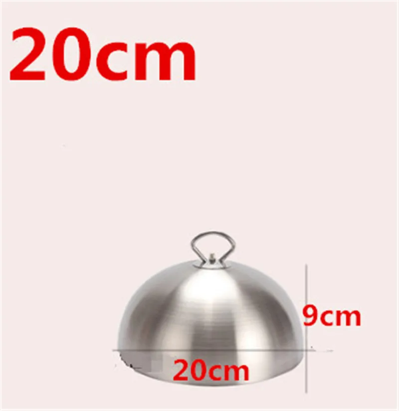 Silver 20xH9cm Крышка из нержавеющей стали, круглая Золотая Крышка для стейка, западный стиль, без магнита, крышка для сковороды, повышающая рост, Корейская Крышка для барбекю, котелок для барбекю - Цвет: Silver 20xH9cm