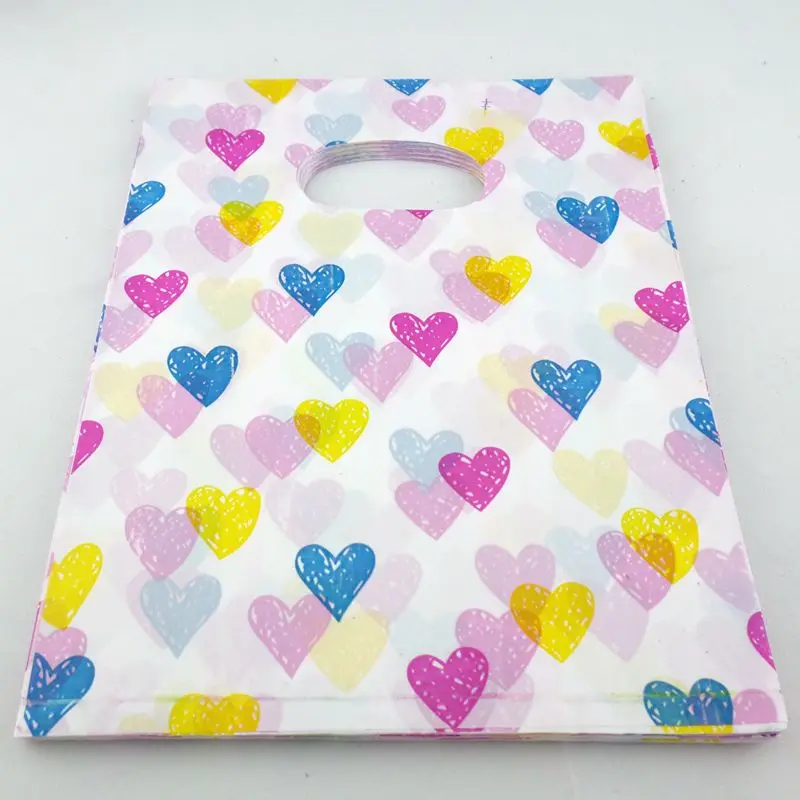 

15x20cm Plastic Small Pouches Bags 50pcs Love Heart Pattern Party Wedding Candy Jewelry Birthday Gift/Packing Bag