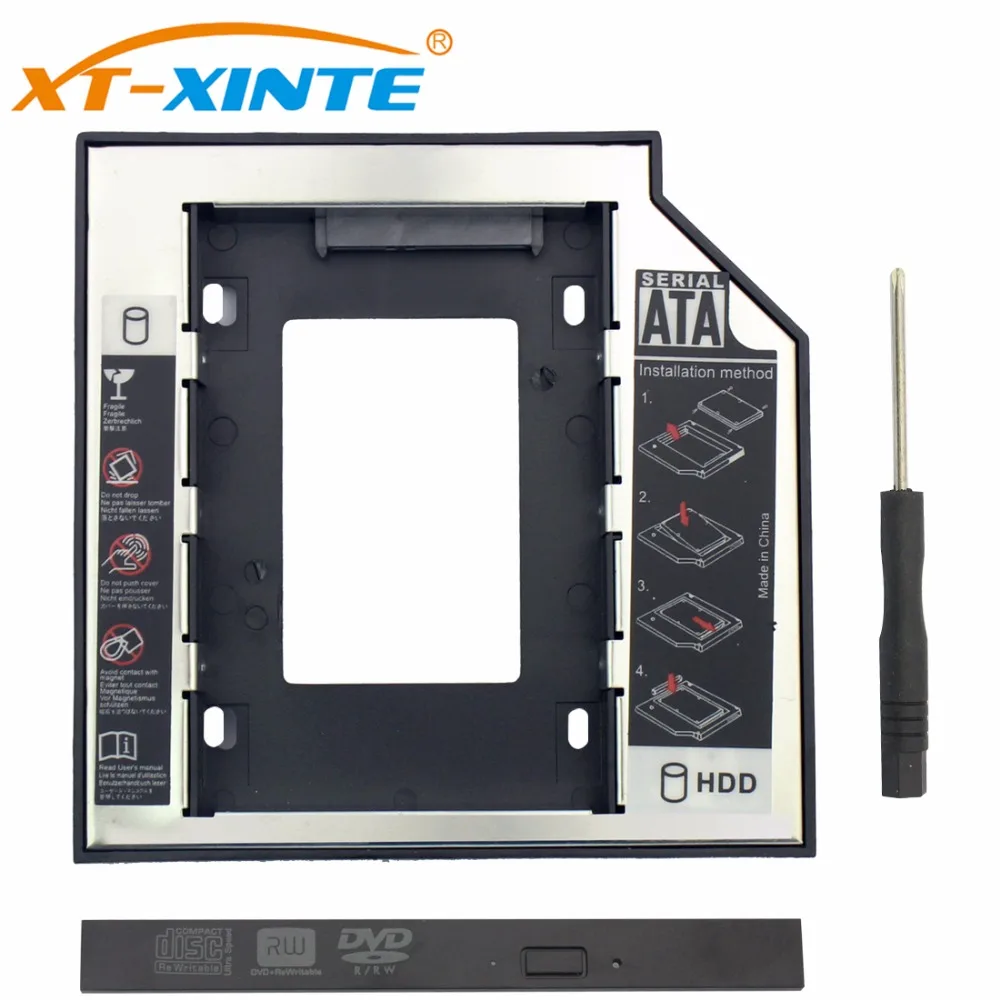 Пластиковый алюминиевый Универсальный Optibay 2nd HDD Caddy 9,5 мм SATA3.0 2," SSD CD DVD для HDD чехол Корпус CD-ROM ODD