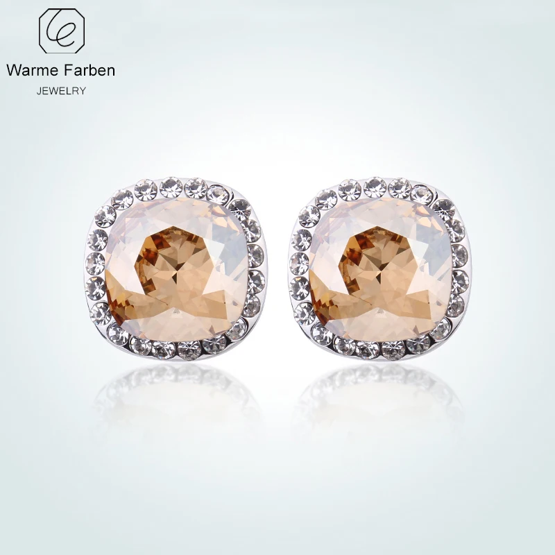 Фирма Warme Farben, хорошее ювелирное изделие, женские серьги с кристаллами Swarovski, инкрустированные цирконием, квадратные Кристальные серьги-гвоздики, женские серьги