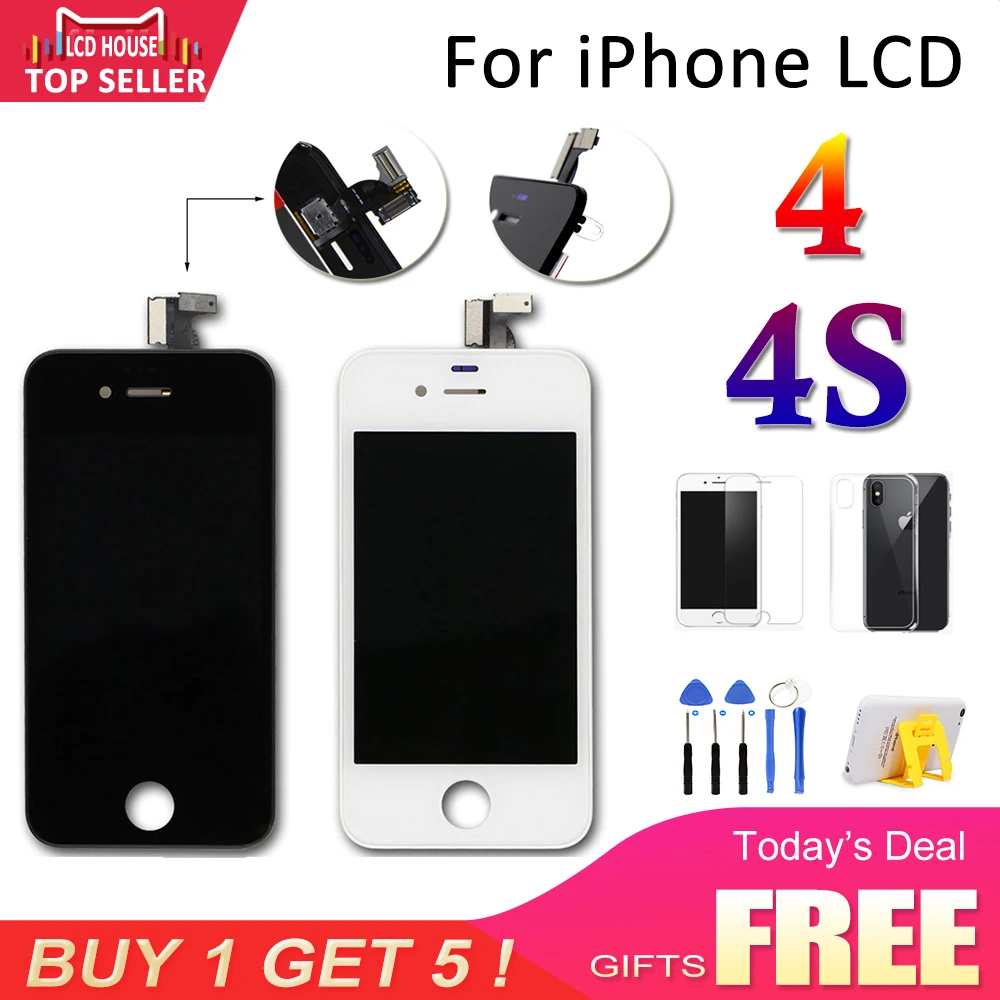 ЖК экран качества AAA для iPhone 4 4S дисплей сенсорный в сборе замена 100% абсолютно