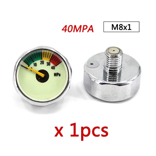 M8c40mpa x 1pcs PCP Пейнтбол Airforce Подводное НПС клапан регулятора насос световой Мини Воздушный Давление манометр 10/20/30MPA 1 дюйм M8x1 нить - Цвет: M8c40mpa x 1pcs