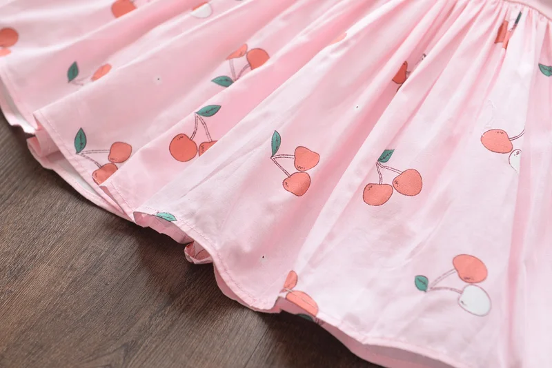 Girl Summer Cotton Dress Cherry Print Kids Wholesale Lots Bulk Clothes Toddler A-line Bow Party Frocks Dresses Sleeveless | Детская
