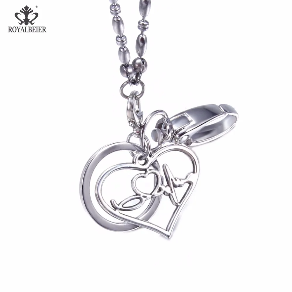 RoyalBeiery, кулон в виде сердца, ожерелье для влюбленных пар, памятная подвеска, офисный ID держатель, рабочий ремешок, держатель для карт, шейный ремешок, 1 шт.