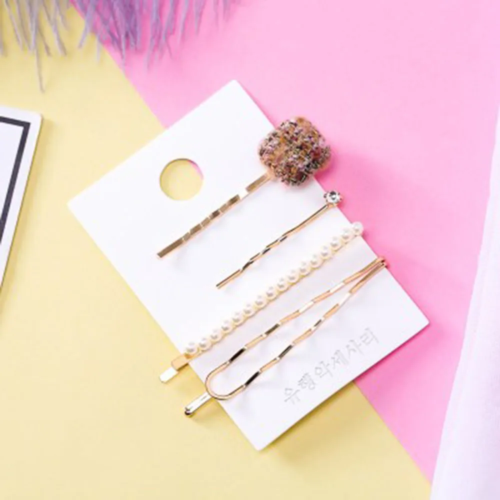 4 шт./компл. модная Корейская жемчуг женское платье в подражание зажим для волос