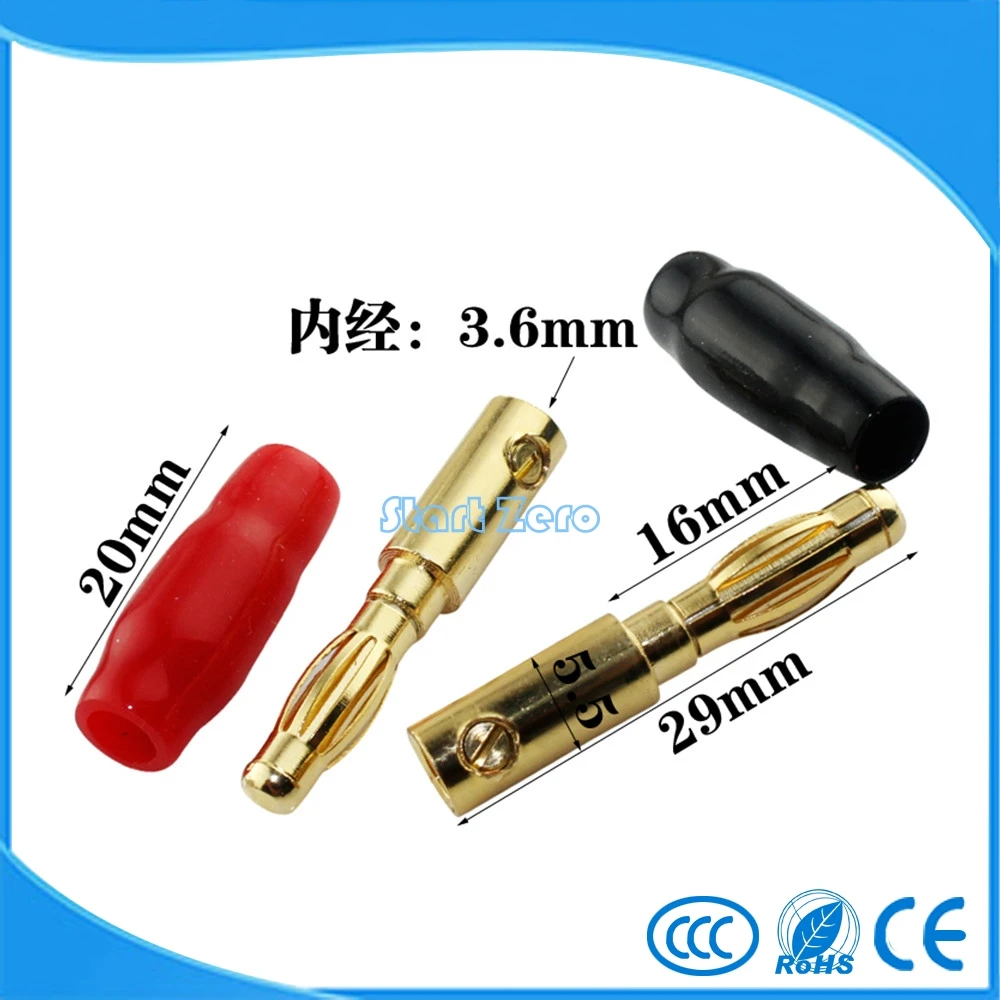 1 пара коннектор типа банан для акустической системы с позолоченным покрытием |