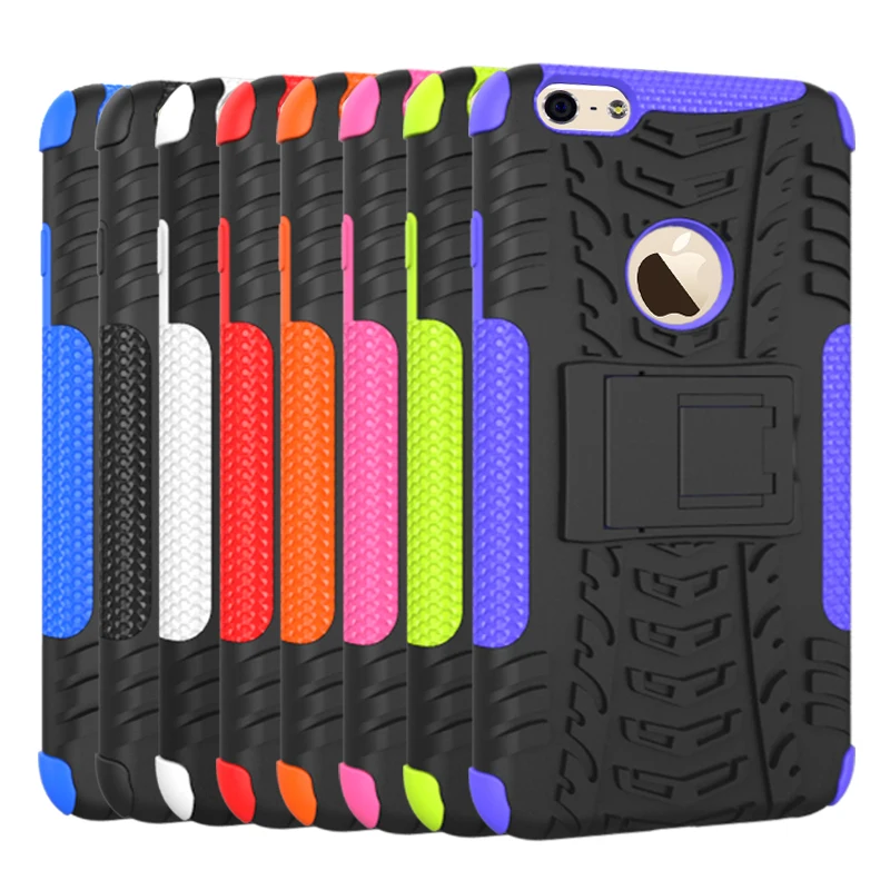 TPU Plastic Dual Layers Heavy Duty Hard Soft Hybrid Rugged Protective Case with Foldable Kickstand For iPhone 6 Plus 6s |