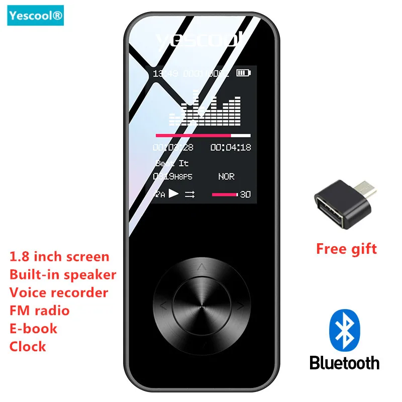 Yescool X2 1,8 дюймов MP3-плеер Bluetooth без потерь hifi музыкальный плеер динамик электронная книга FM радио Диктофон мини Спорт walkman