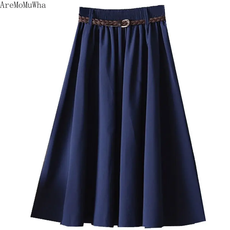 AreMoMuWha Summer New Medium Long A-line Skirt Umbrella Small Fresh Student Half-length Wild Retro Art MH288 | Женская одежда