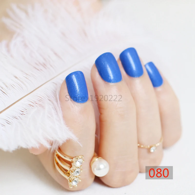Новинка 2022, 24 шт., модные милые ногти ярких цветов, короткий абзац, синий N080