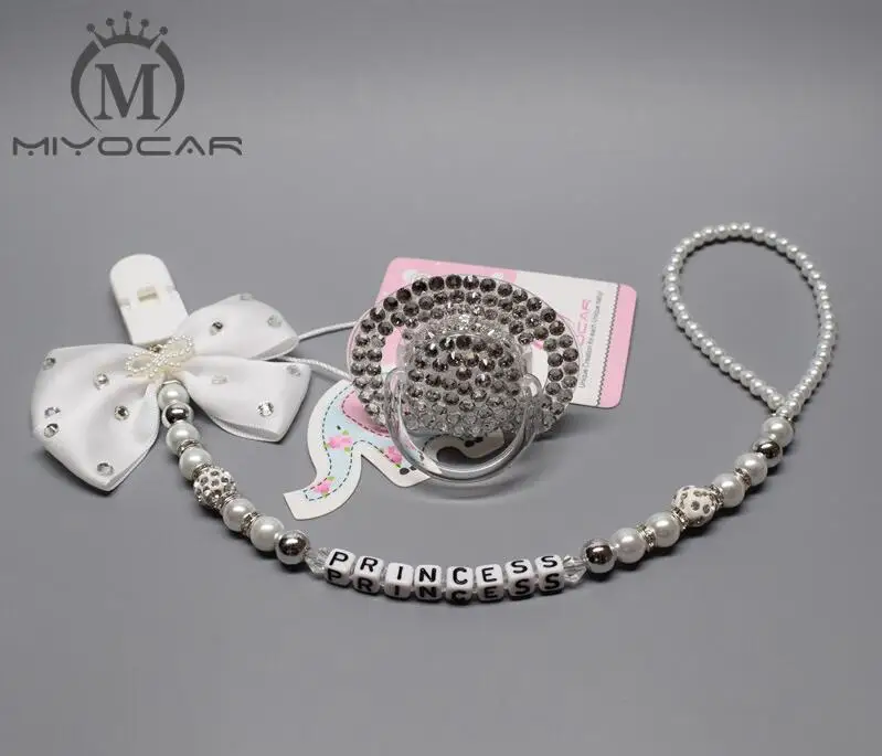 set 6-18m MIYOCAR все имя ручной работы bling crystal rhinestone принцесса детская соска/соски/пустышки/cocka/chupeta и соски зажимы - Цвет: set 6-18m