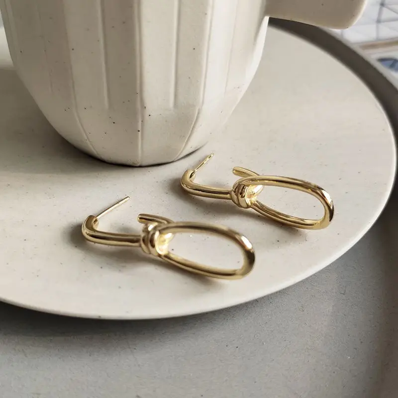 

Silvology 925 Sterling Silver Irregular Tie Stud Earrings Gold Creative Texture Fashionable Earrings For Women 2019 Fine Jewelry