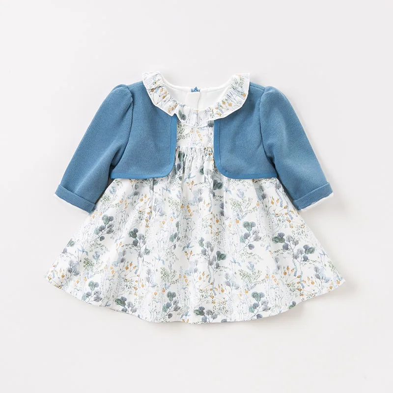 DB8697 dave bella baby girls dress Long sleeve spring floral dresses kids children birthday party boutique | Детская одежда и
