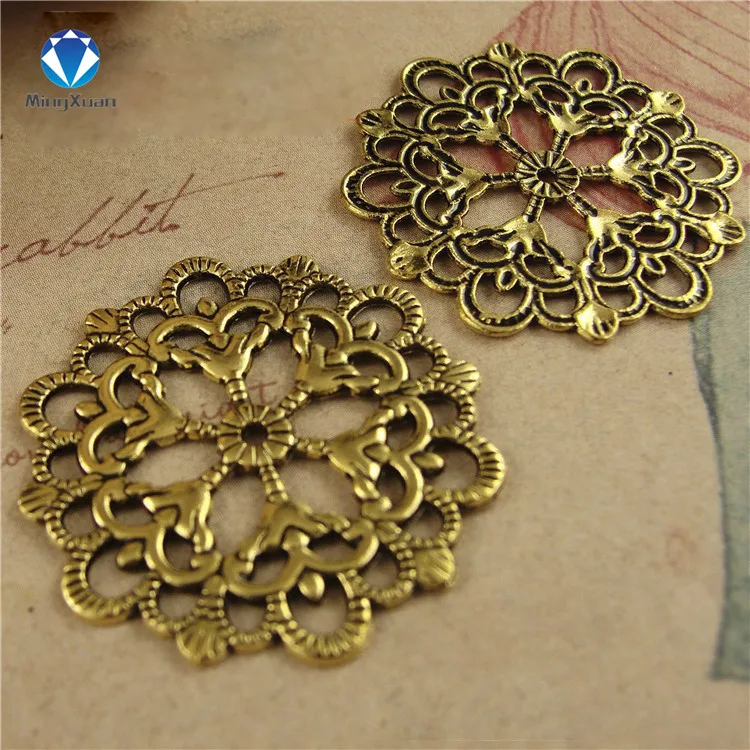 Antique Gold MINGXUAN 20 шт./лот античная бронза 29 мм круглый цветочный мотив амулеты хорошее качество и Diy ювелирных изделий C879 - Цвет: Antique Gold