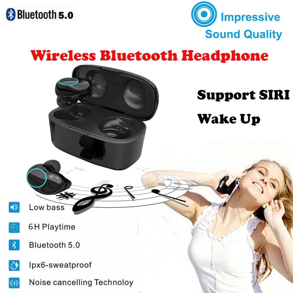 Bluetooth наушники 5 0 Hi-Fi беспроводные гарнитуры мини HiFi Звук Спорт водонепроницаемый