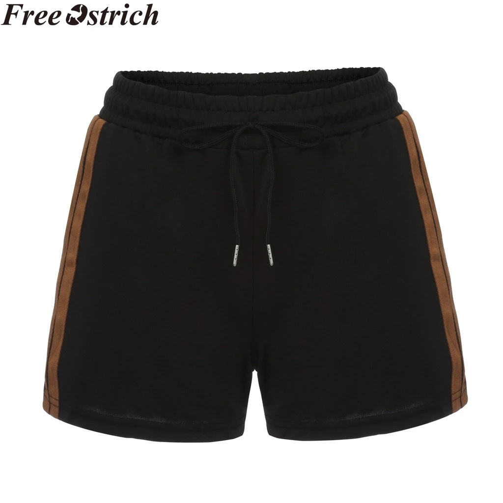 Женские свободные летние спортивные шорты с высокой талией и карманами в полоску