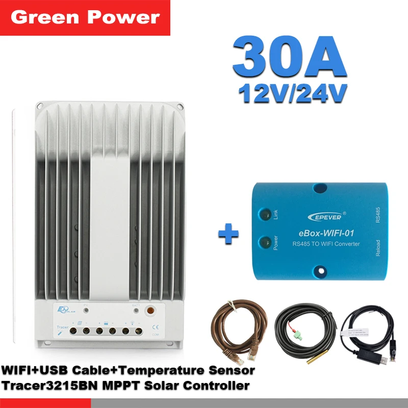 Tracer3215BN 30A 12 V/24 150V MPPT Солнечный контроллер и WIFI USB кабель связи датчик температуры
