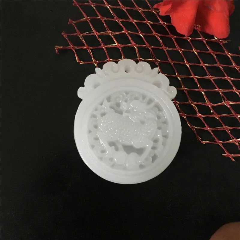Из природного афганского подвеска белый камень ожерелье 3D ручной работы резной