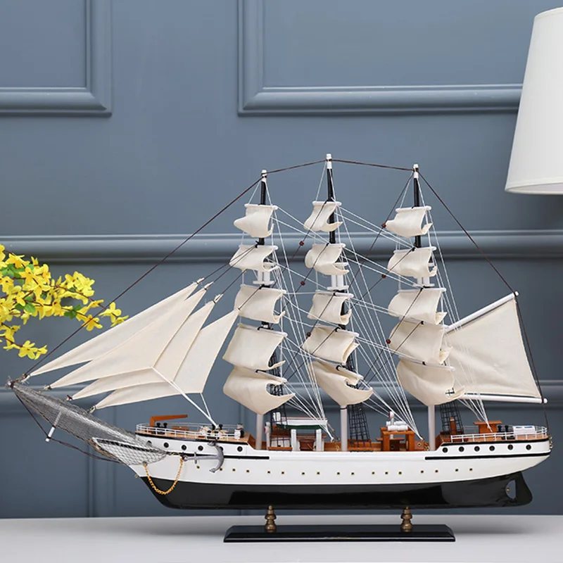 LUCKK 80 см DIY DANMARK сборные строительные наборы деревянная модель кораблей Изысканные домашние поделки для декорирования интерьера парусник игрушки подарок - Цвет: Бежево-белый