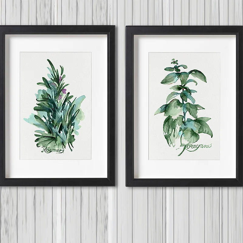 Холст в рамке печать на кухне трав зеленый ботанический декор для стен орегано